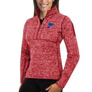 Superb St. Louis Blues Antigua Women's Fortune 1/2 Zip Pullover Sweater Red to support your favorite players