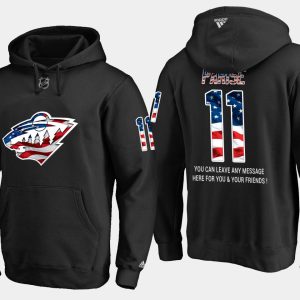 Superb Wild #11 Zach Parise NHL Banner Wave Usa Flag Black Hoodie to add to your hockey memorabilia collection