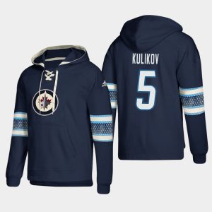 Superb Winnipeg Jets #5 Dmitry Kulikov Blue adidas Lace Up Pullover Hoodie to stand out at the stadium