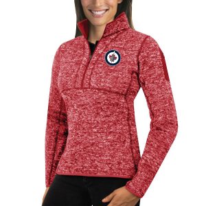 Superb Winnipeg Jets Antigua Women's Fortune 1/2 Zip Pullover Sweater Red to support your favorite players