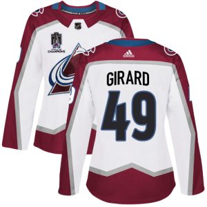 Trendy Adidas Avalanche #49 Samuel Girard White Women's 2022 Stanley Cup Champions Road Authentic Stitched NHL Jersey to stand out at the stadium