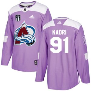 Trendy Adidas Avalanche #91 Nazem Kadri Purple Youth 2022 Stanley Cup Final Patch Authentic Fights Cancer Stitched NHL Jersey for top   notch game   day wear