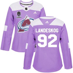 Trendy Adidas Avalanche #92 Gabriel Landeskog Purple Women's 2022 Stanley Cup Champions Authentic Fights Cancer Stitched NHL Jersey for a memorable sports moment