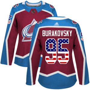 Trendy Adidas Avalanche #95 Andre Burakovsky Burgundy Home Authentic USA Flag Women's Stitched NHL Jersey for die   hard Blackhawks fans