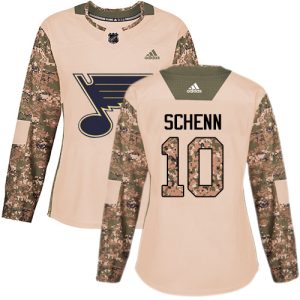 Trendy Adidas Blues #10 Brayden Schenn Camo Authentic 2017 Veterans Day Women's Stitched NHL Jersey for an exciting hockey game
