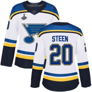 Trendy Adidas Blues #20 Alexander Steen White Road Authentic Stanley Cup Champions Women's Stitched NHL Jersey for true hockey enthusiasts