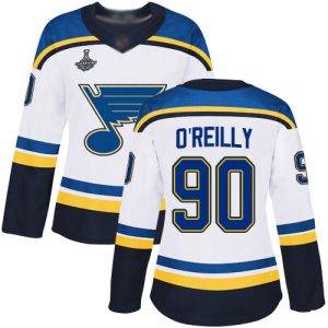 Trendy Adidas Blues #90 Ryan O'Reilly White Road Authentic Stanley Cup Champions Women's Stitched NHL Jersey for top   notch game   day wear