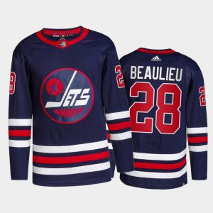 Trendy Adidas Jets #28 Nathan Beaulieu Men's 2021 22 Alternate Authentic NHL Jersey   Navy for true hockey enthusiasts