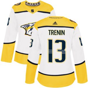 Trendy Adidas Predators #13 Yakov Trenin White Road Authentic Women's Stitched NHL Jersey for die   hard Blackhawks fans