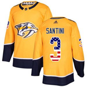 Trendy Adidas Predators #3 Steven Santini Yellow Home Authentic USA Flag Stitched NHL Jersey for a memorable sports moment