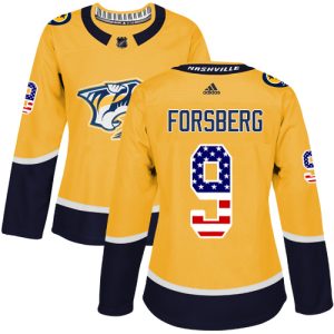 Trendy Adidas Predators #9 Filip Forsberg Yellow Home Authentic USA Flag Women's Stitched NHL Jersey for a valuable hockey collectible