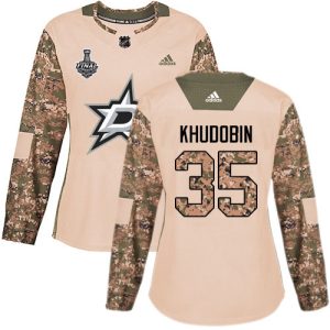 Trendy Adidas Stars #35 Anton Khudobin Camo Authentic 2017 Veterans Day Women's 2020 Stanley Cup Final Stitched NHL Jersey for top   notch game   day wear