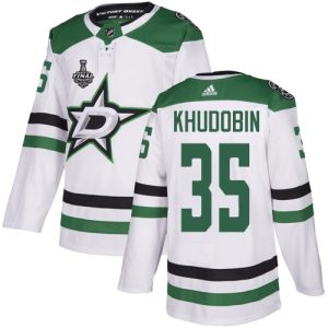 Trendy Adidas Stars #35 Anton Khudobin White Road Authentic Youth 2020 Stanley Cup Final Stitched NHL Jersey to show your team love