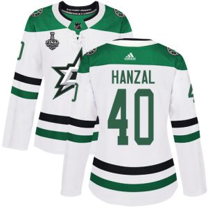Trendy Adidas Stars #40 Martin Hanzal White Road Authentic Women's 2020 Stanley Cup Final Stitched NHL Jersey to show your team love