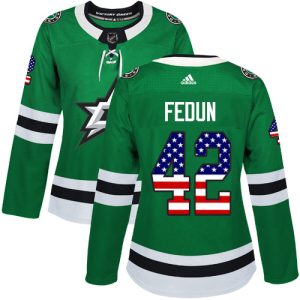 Trendy Adidas Stars #42 Taylor Fedun Green Home Authentic USA Flag Women's Stitched NHL Jersey for die   hard Blackhawks fans