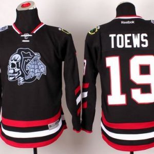 Trendy Blackhawks #19 Jonathan Toews Black(White Skull) 2014 Stadium Series Stitched Youth NHL Jersey for true hockey enthusiasts
