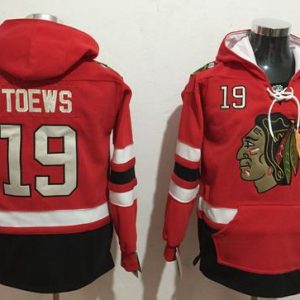 Trendy Blackhawks #19 Jonathan Toews Red Name & Number Pullover NHL Hoodie for a memorable sports moment