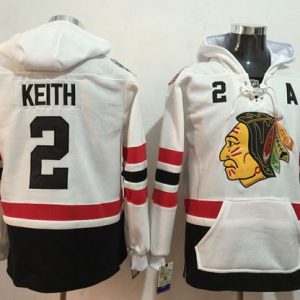 Trendy Blackhawks #2 Duncan Keith White Name & Number Pullover NHL Hoodie for true hockey enthusiasts