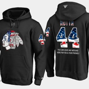 Trendy Blackhawks #44 Jan Rutta NHL Banner Wave Usa Flag Black Hoodie for true hockey enthusiasts