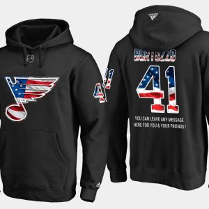 Trendy Blues #41 Robert Bortuzzo NHL Banner Wave Usa Flag Black Hoodie for a memorable sports moment