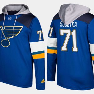 Trendy Blues #71 Vladimir Sobotka Blue Name And Number Hoodie for a memorable sports moment
