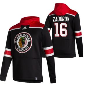 Trendy Chicago Blackhawks #16 Nikita Zadorov Adidas Reverse Retro Pullover Hoodie Black for a memorable sports moment