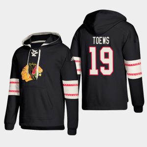 Trendy Chicago Blackhawks #19 Jonathan Toews Black adidas Lace Up Pullover Hoodie for die   hard Blackhawks fans