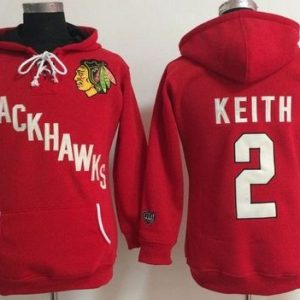 Trendy Chicago Blackhawks #2 Duncan Keith Red Women's Old Time Heidi NHL Hoodie for die   hard Blackhawks fans