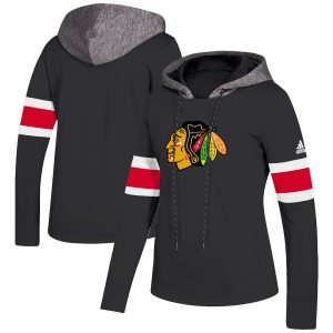 Trendy Chicago Blackhawks adidas Women's Crewdie Pullover Hoodie Black for top   notch game   day wear