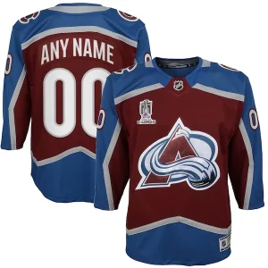 Trendy Colorado Avalanche Youth Home 2022 Stanley Cup Champions Premier Custom Jersey   Burgundy for a valuable hockey collectible