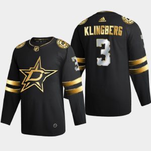 Trendy Dallas Stars #3 John Klingberg Men's Adidas Black Golden Edition Limited Stitched NHL Jersey for die   hard Blackhawks fans