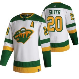 Trendy Minnesota Wild #20 Ryan Suter White Men's Adidas 2020 21 Reverse Retro Alternate NHL Jersey for die   hard Blackhawks fans