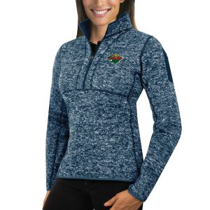 Trendy Minnesota Wild Antigua Women's Fortune 1/2 Zip Pullover Sweater Royal to support your favorite players