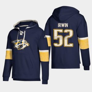 Trendy Nashville Predators #52 Matt Irwin Navy adidas Lace Up Pullover Hoodie to stand out at the stadium