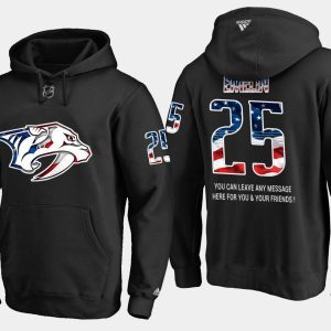 Trendy Predators #25 Alexei Emelin NHL Banner Wave Usa Flag Black Hoodie to support your favorite players