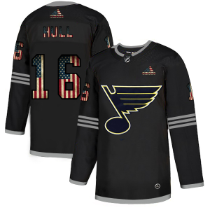 Trendy St. Louis Blues #16 Brett Hull Adidas Men's Black USA Flag Limited NHL Jersey for die   hard Blackhawks fans