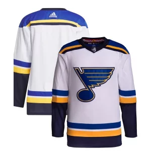Trendy St. Louis Blues adidas Away Primegreen Authentic Jersey – White for die   hard Blackhawks fans