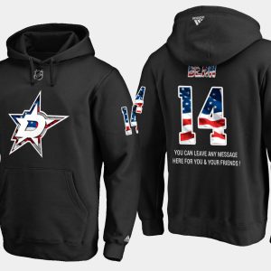 Trendy Stars #14 Jamie Benn NHL Banner Wave Usa Flag Black Hoodie for a valuable hockey collectible