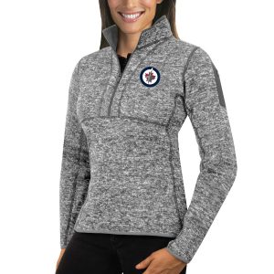 Trendy Winnipeg Jets Antigua Women's Fortune 1/2 Zip Pullover Sweater Black for a memorable sports moment