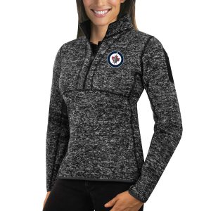 Trendy Winnipeg Jets Antigua Women's Fortune 1/2 Zip Pullover Sweater Charcoal for die   hard Blackhawks fans