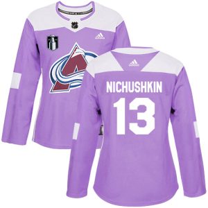Unique Adidas Avalanche #13 Valeri Nichushkin Purple Women's 2022 Stanley Cup Final Patch Authentic Fights Cancer Stitched NHL Jersey for a memorable sports moment