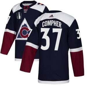 Unique Adidas Avalanche #37 J.T. Compher Navy Youth 2022 Stanley Cup Final Patch Alternate Authentic Stitched NHL Jersey to show your team love