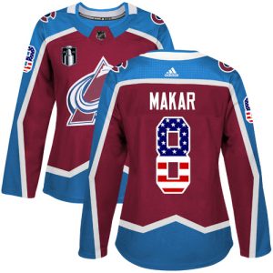 Unique Adidas Avalanche #8 Cale Makar Burgundy Women's 2022 Stanley Cup Final Patch Home Authentic USA Flag Stitched NHL Jersey to show your team love