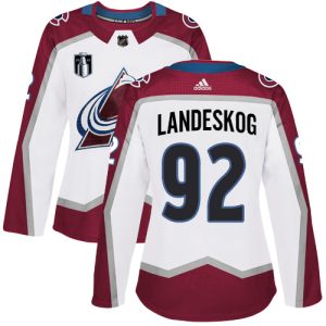 Unique Adidas Avalanche #92 Gabriel Landeskog White Women's 2022 Stanley Cup Final Patch Road Authentic Stitched NHL Jersey for true hockey enthusiasts