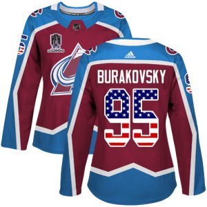 Unique Adidas Avalanche #95 Andre Burakovsky Burgundy Women's 2022 Stanley Cup Champions Home Authentic USA Flag Stitched NHL Jersey for top   notch game   day wear