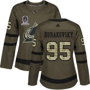 Unique Adidas Avalanche #95 Andre Burakovsky Green Women's 2022 Stanley Cup Champions Salute To Service Stitched NHL Jersey for a valuable hockey collectible