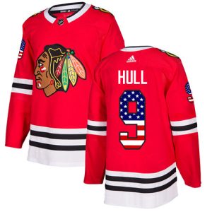 Unique Adidas Blackhawks #9 Bobby Hull Red Home Authentic USA Flag Stitched Youth NHL Jersey to stand out at the stadium