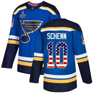 Unique Adidas Blues #10 Brayden Schenn Blue Home Authentic USA Flag Stanley Cup Champions Stitched Youth NHL Jersey for die   hard Blackhawks fans