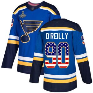 Unique Adidas Blues #90 Ryan O'Reilly Blue Home Authentic USA Flag Stanley Cup Champions Stitched Youth NHL Jersey to show your team love