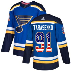 Unique Adidas Blues #91 Vladimir Tarasenko Blue Home Authentic USA Flag Stitched Youth NHL Jersey for a valuable hockey collectible